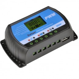 Regulador de carga 10A/12-24V PWM con display + USB